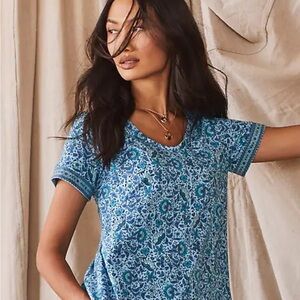 J. Jill Floral Side Slit Elliptical Tee NWT